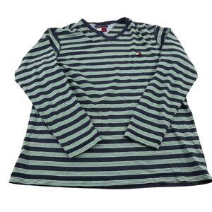 Tommy Hilfiger Men's Striped Long Sleeve Shirt Size Large 100% Cotton Y2k